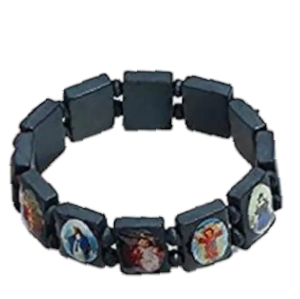 Dark Blue Wooden Religious Saints Bracelet